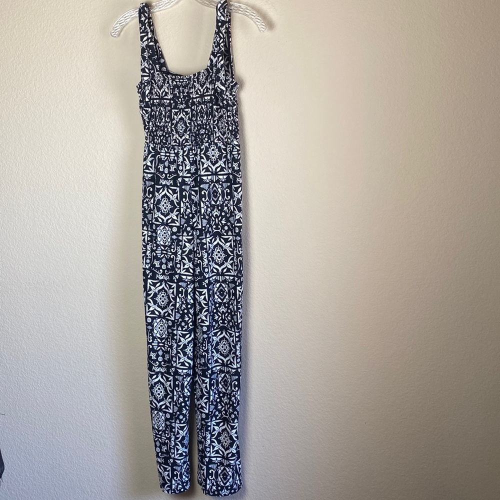 Juniors women pants jumpsuit black white XS polyester spandex casual summertime